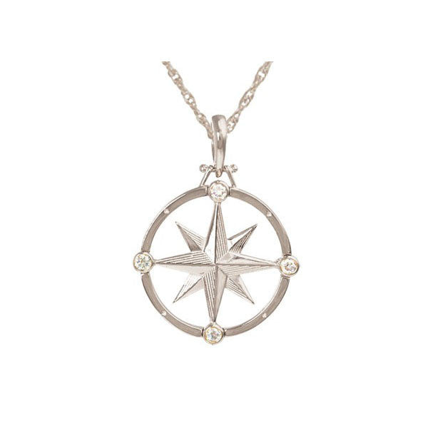 Compass Rose Pendant w/CZ