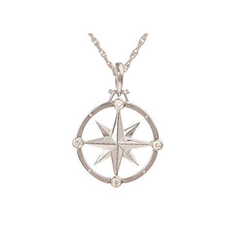 Compass Rose Pendant w/CZ